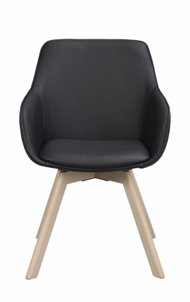 Fotel 'Alison' Skóra - Czarny/biały pigmentowany