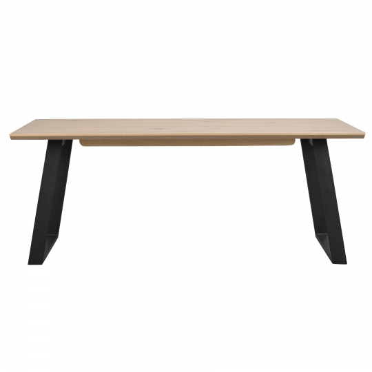 Stół 'Melville' 210x95cm - Białe olejowane dębowe/Czarny