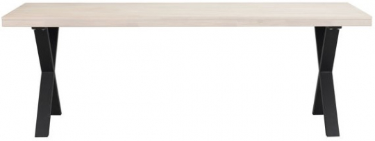 Stół jadalny 'Brooklyn' 220x95cm - Białe pigmentowane/Czarny X-noga