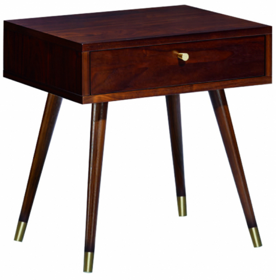 Stolik nocny 'Prime' - Orzech/Mosiądz