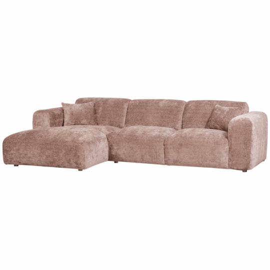 Sofa 'Cloud' 3-osobowa z chaise longue lewa - Brązowo-różowa