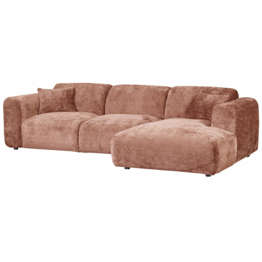 Sofa 'Cloud' 3-osobowa z chaise longue prawa - Różowo/brązowa