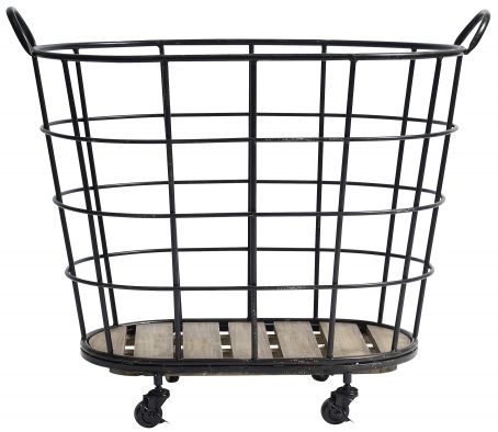 Kosz stalowy na kółkach - Czarny