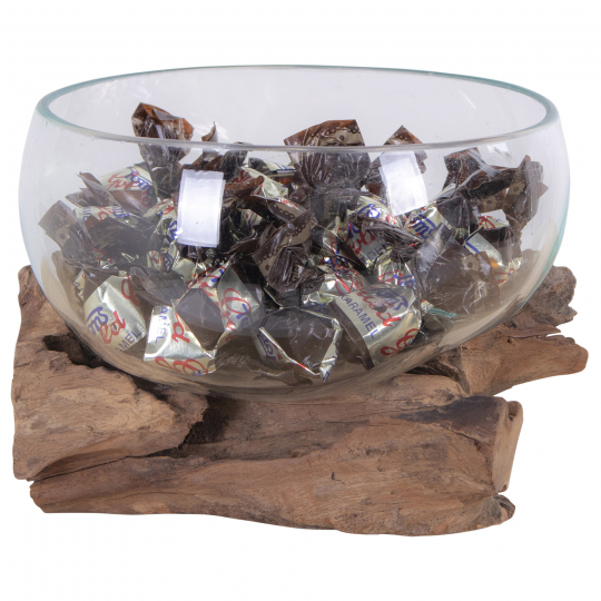 Dekoracja 'Waterdrop' 15x15cm - Drewno/Szkło