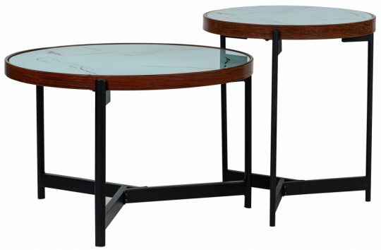 Stolik kawowy 'Marble' 2 części - Czarny/Biały