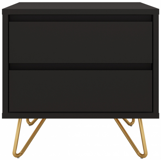 Stolik nocny 'Elle' - Czarny/Mosiądz