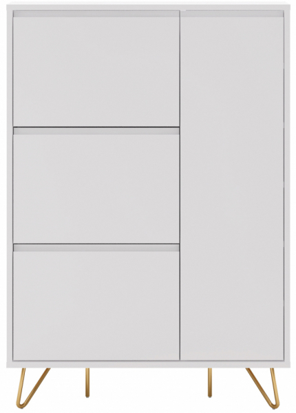 Szafka na buty 'Elle' - Biała/Mosiądz