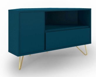 Stolik TV 'Elle' do narożnika - Turkusowy/Mosiądz