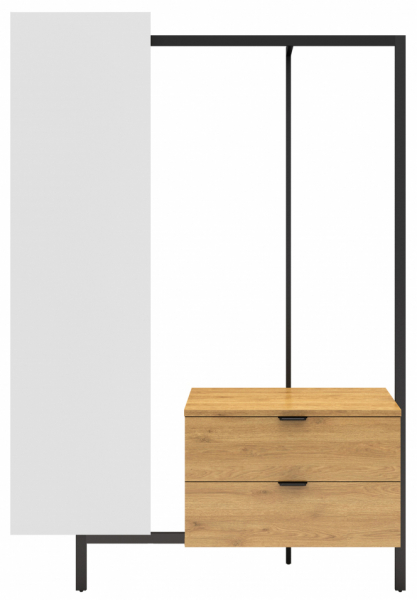 Wieszak na ubrania 'Nova' 2 szuflady/lustro - Dąb/Czarny