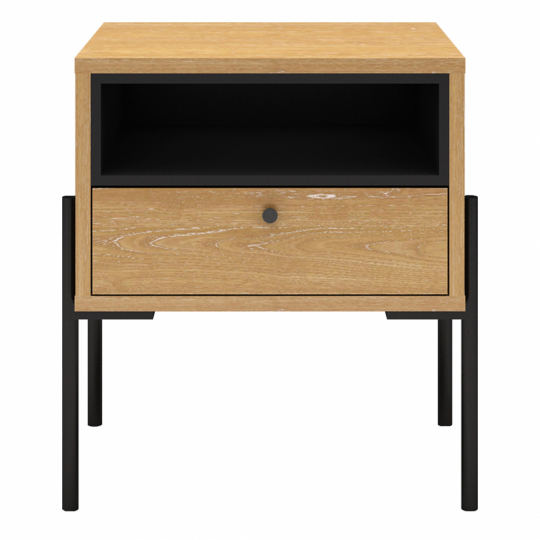 Stolik nocny 'Punt' - Dąb/Czarny