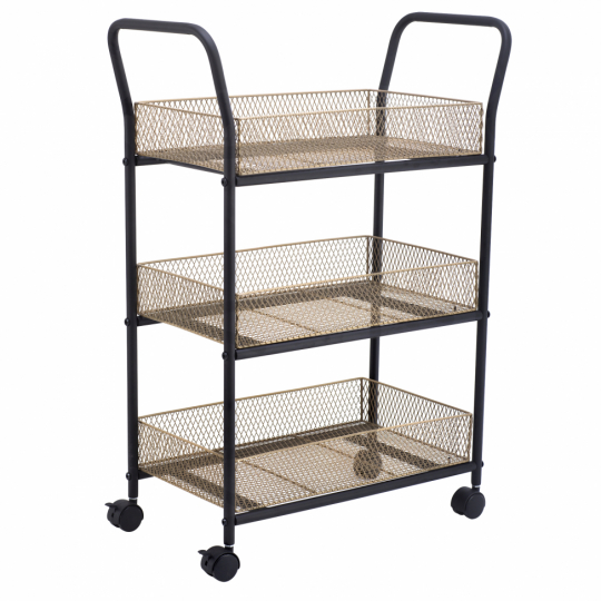 Wózek kuchenny 'Nät' - Czarny/Drewno