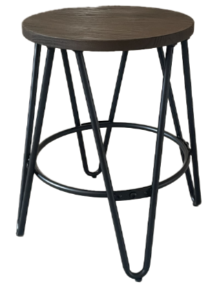 Stołek 'Rustic' 45cm - Drewno/Stal