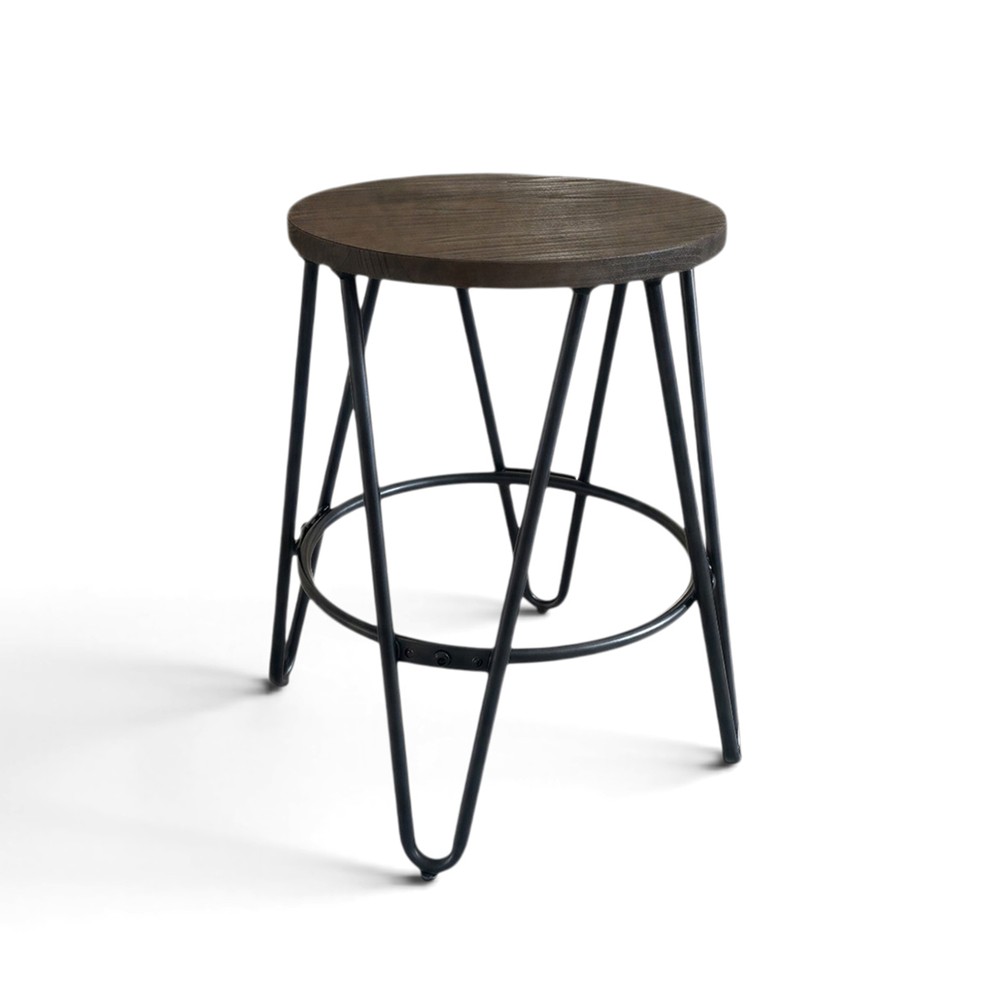 Stołek 'Rustic' 45cm - Drewno/Stal