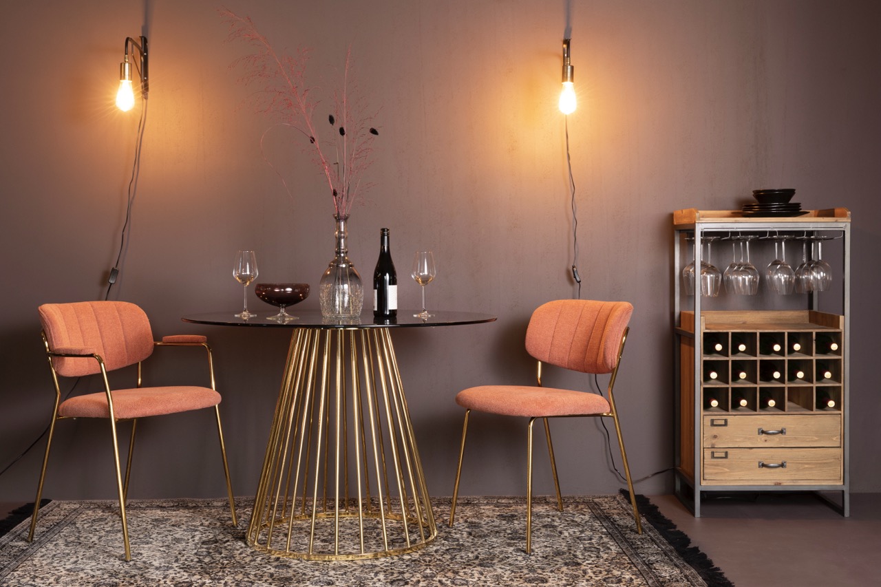 Krzesło 'Jolien' - Różowe/Złote