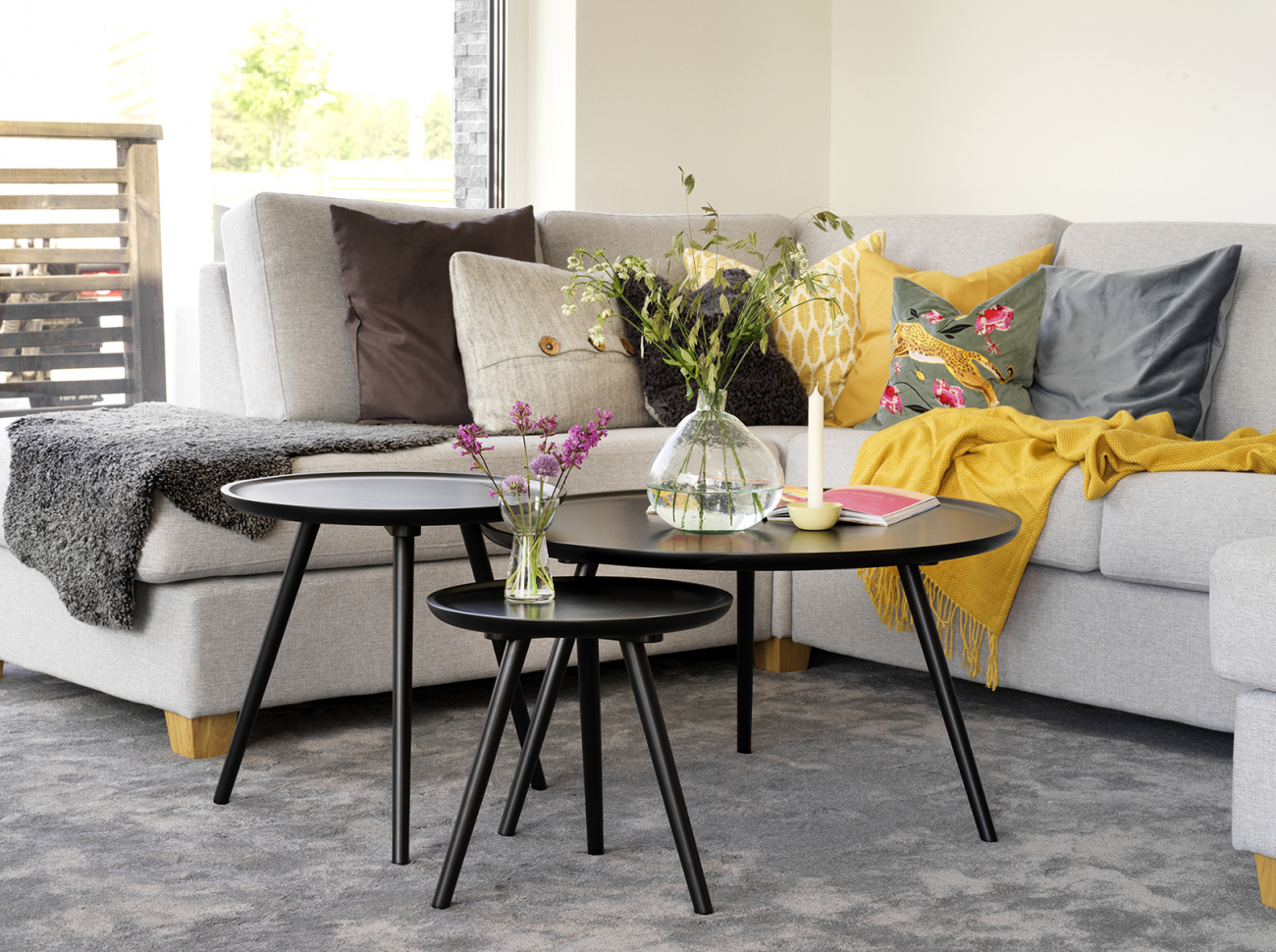 Stolik kawowy 'Daisy' 2 części - Czarny