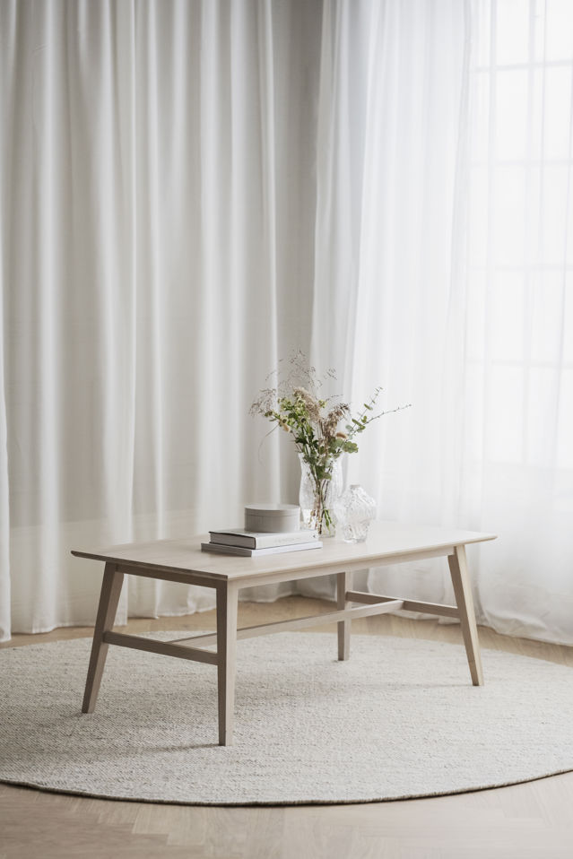 Stolik kawowy 'Filippa' - Białe olejowane dębowe