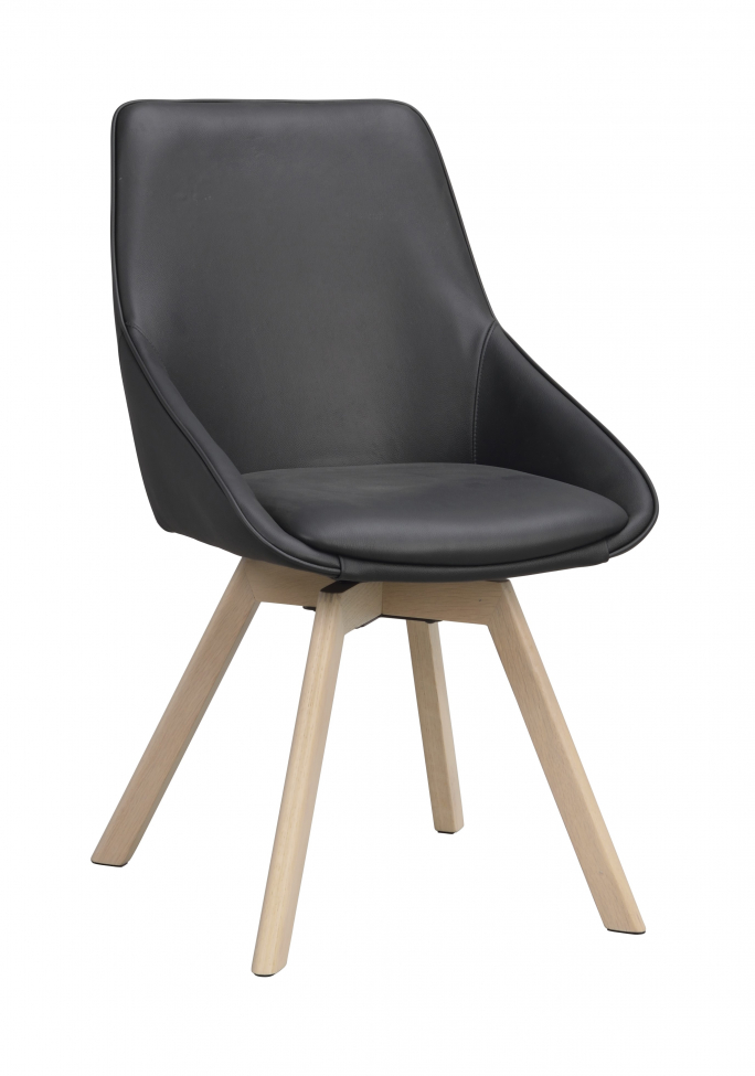 Krzesło 'Alison' Skórzane - Czarny/bielony