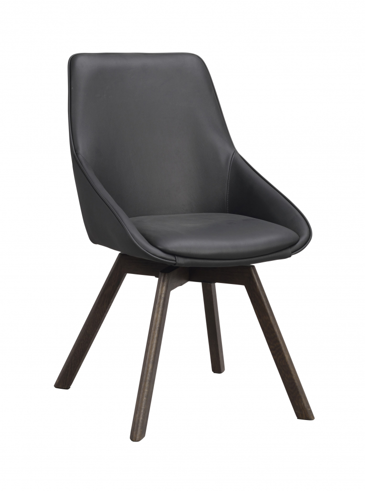 Krzesło 'Alison' Skórzane - Czarny/brązowy