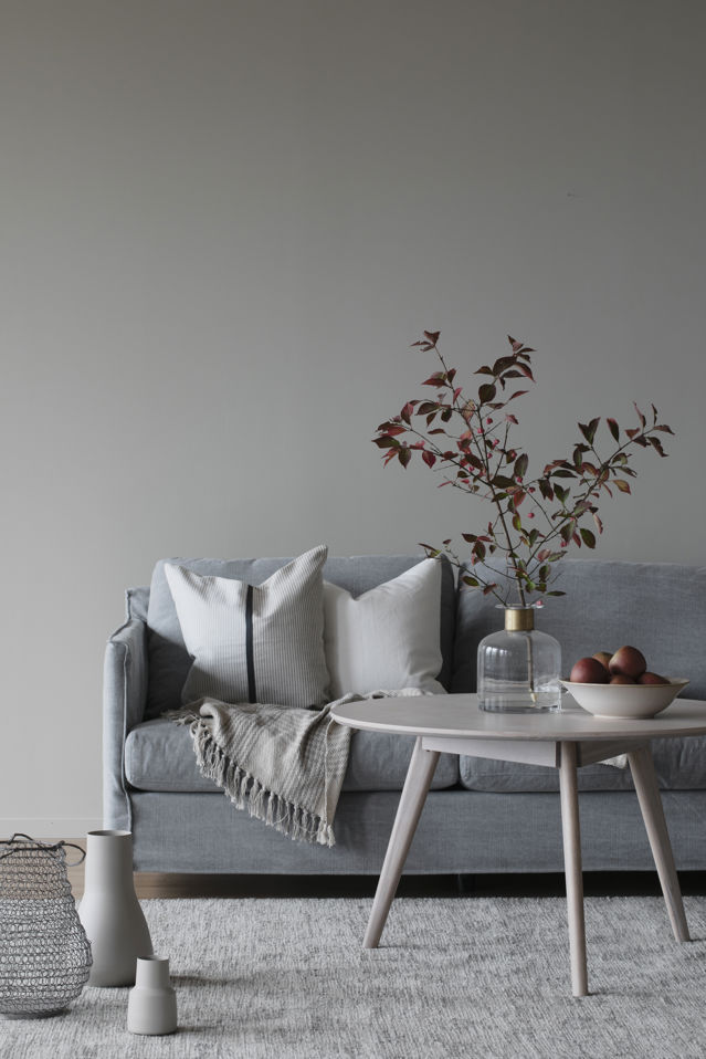 Stolik kawowy 'Yumi' Okrągły 90cm - Białe olejowane dębowe