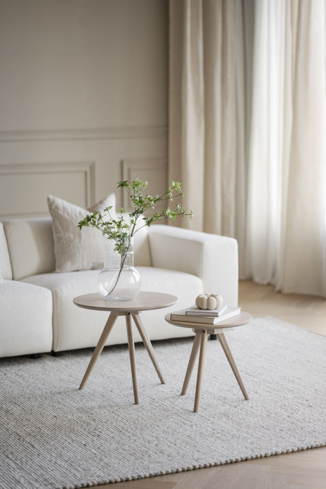 Stolik kawowy 'Yumi' 2 części - Białe olejowane