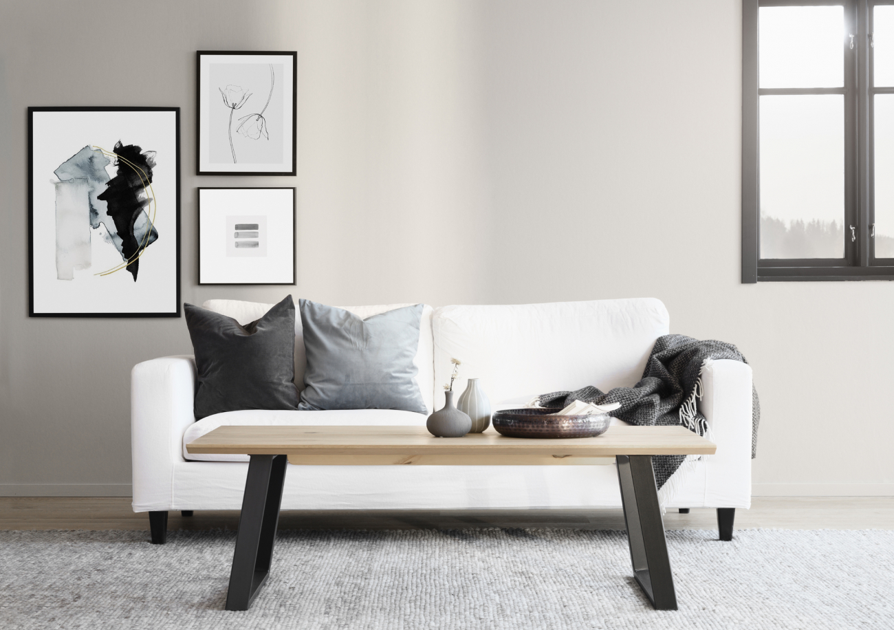 Stolik kawowy 'Melville' 140x65cm - Białe olejowane dębowe/Czarny