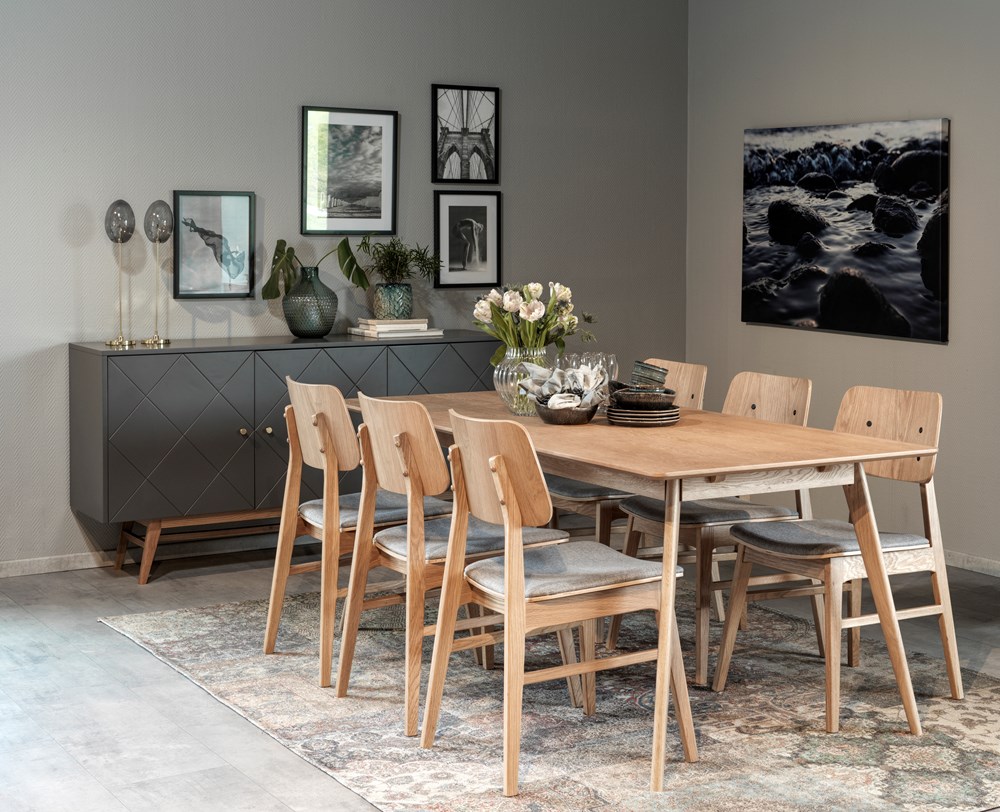 Krzesło 'Nagano' - Dębowe/Jasnoszare