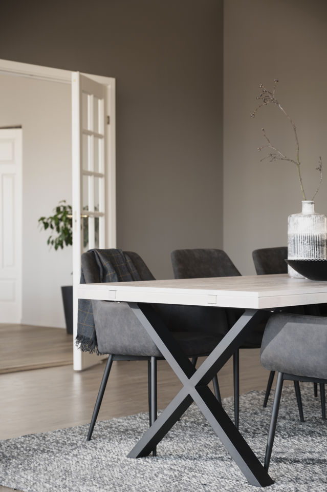 Stół jadalny 'Brooklyn' 220x95cm - Białe pigmentowane/Czarny X-noga