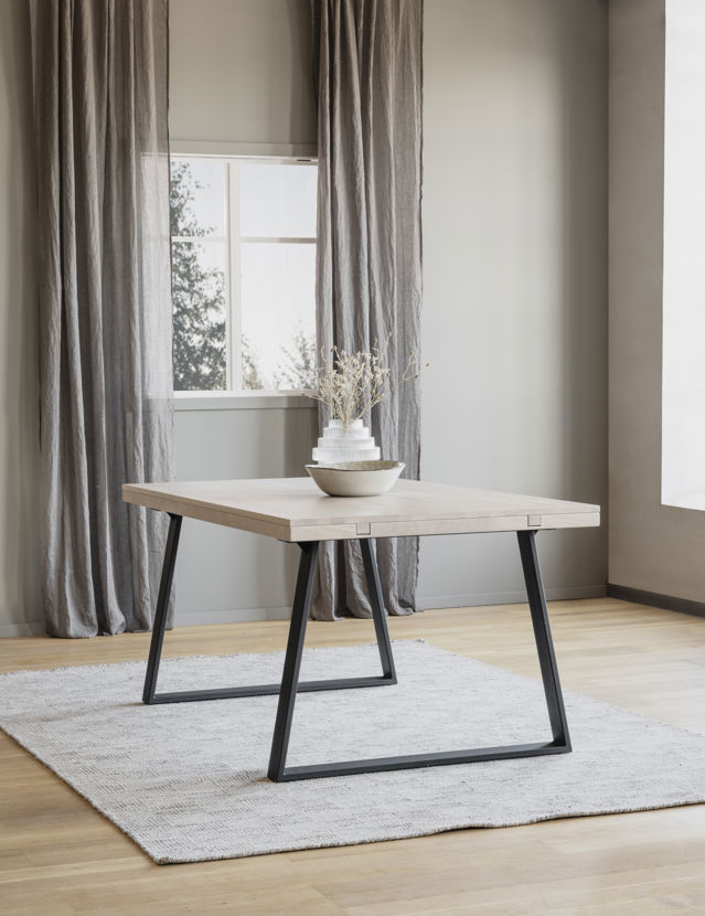 Stół jadalny 'Brooklyn' 170x95cm - Białe pigmentowane/Czarny U-noga