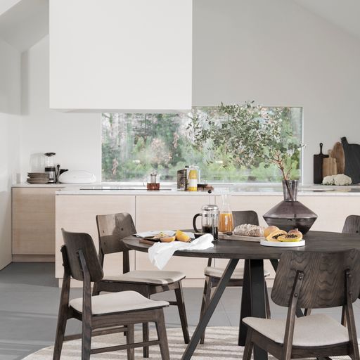 Stół jadalny 'Carradale' Okrągły 150cm - Czarny/V-noga