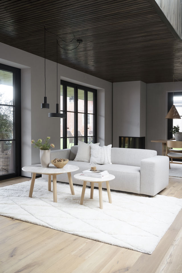 Stolik kawowy 'Taransay' Okrągły 60cm - Beżowy/Biały pigmentowany