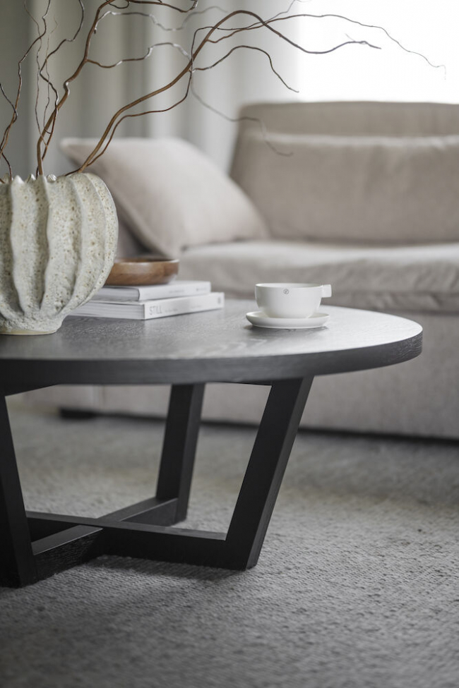 Stolik kawowy 'Boxford' Okrągły 110cm - Czarny dąb