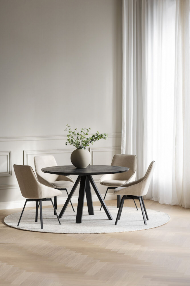 Stół 'Carradale' Okrągły 130cm - Czarny/Nogi w kształcie V