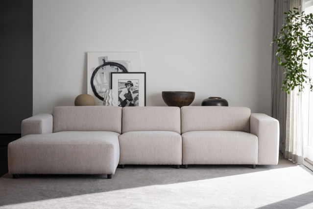 4-osobowa sofa 'Willard' z chaise longue V - Jasnobeżowa