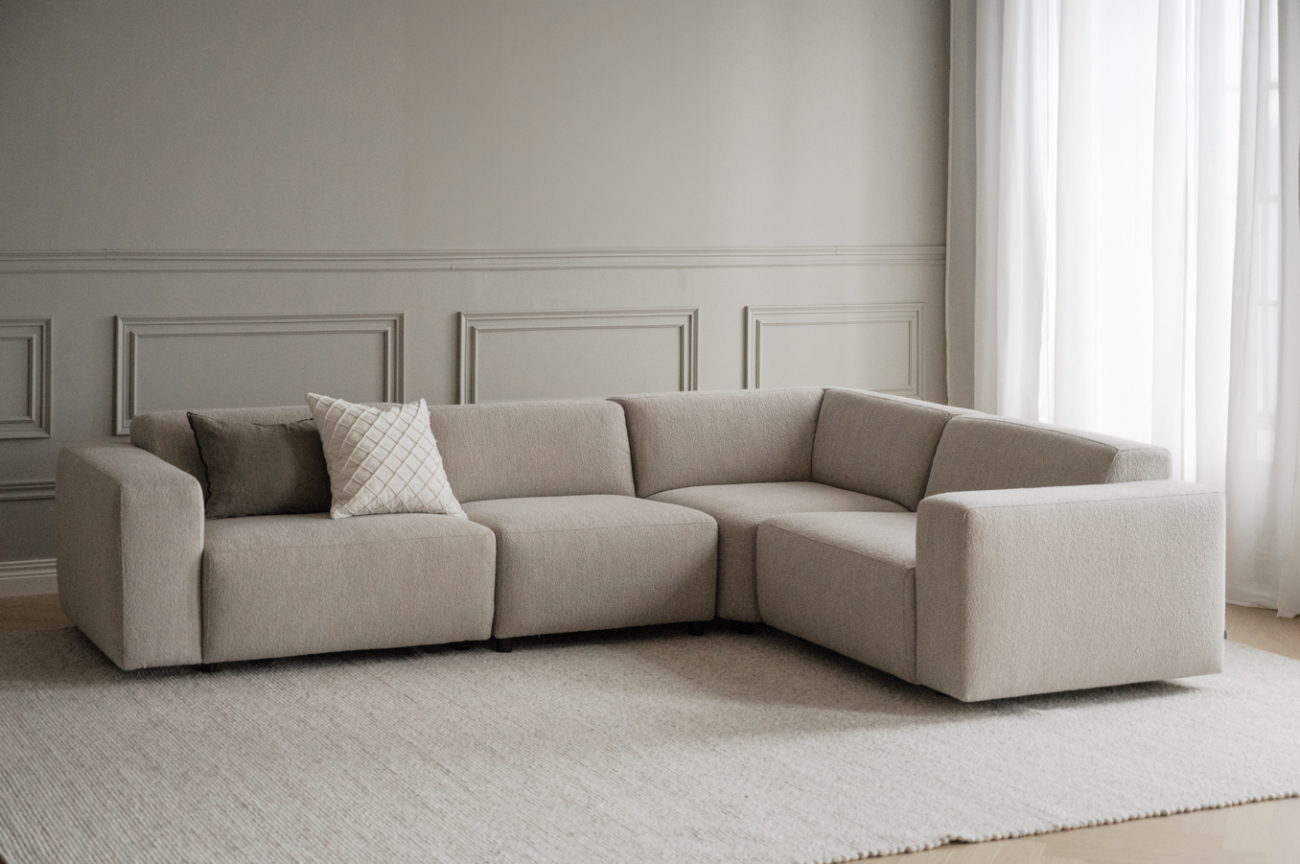 2-osobowa sofa narożna 'Willard' - Jasnobeżowa