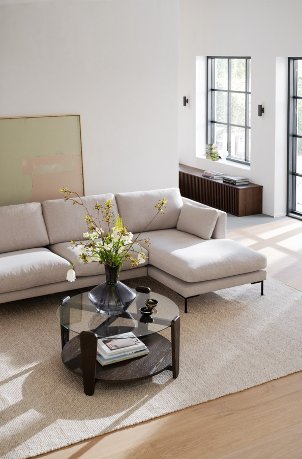 Sofa 'Corwin' Z chaise longue po prawej - Jasnobeżowy