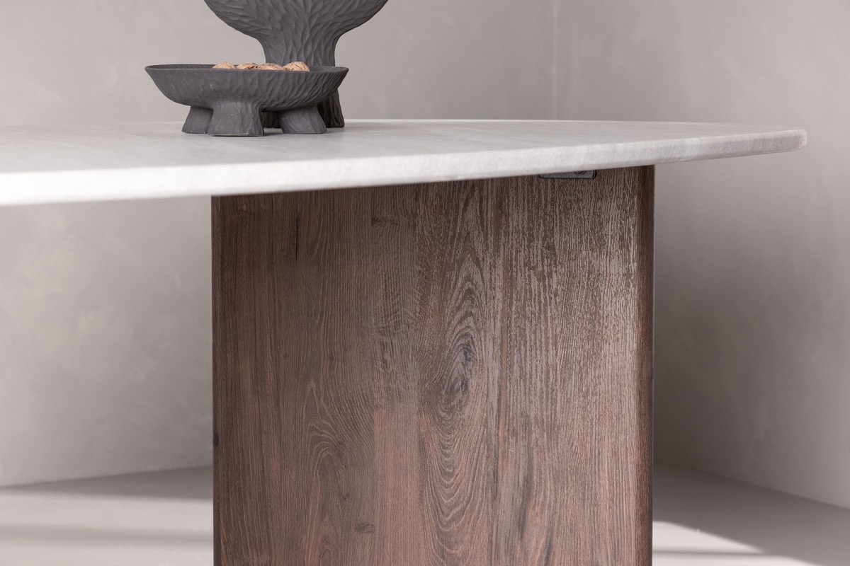 Stół jadalny 'Grums' 180x90cm - Brązowy/Marmur