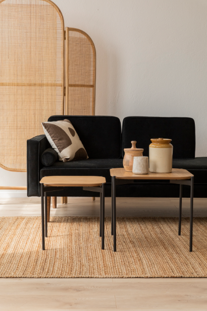 Stolik kawowy 'Frida' 50x50cm - Naturalny/Czarny