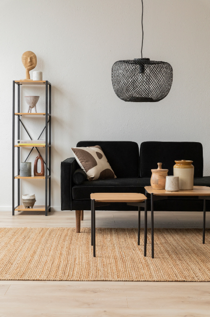 Stolik kawowy 'Frida' 50x50cm - Naturalny/Czarny