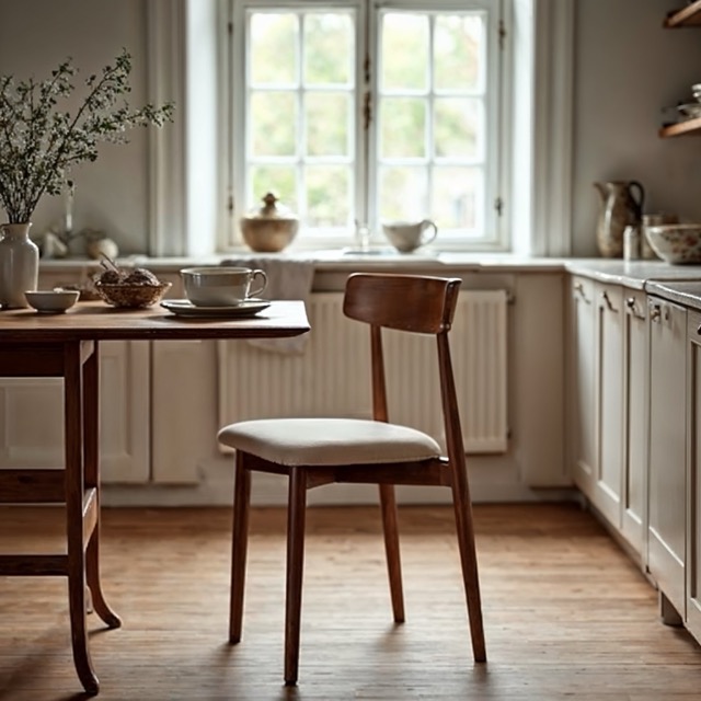 Krzesło 'Ystad' - Orzech/beżowe