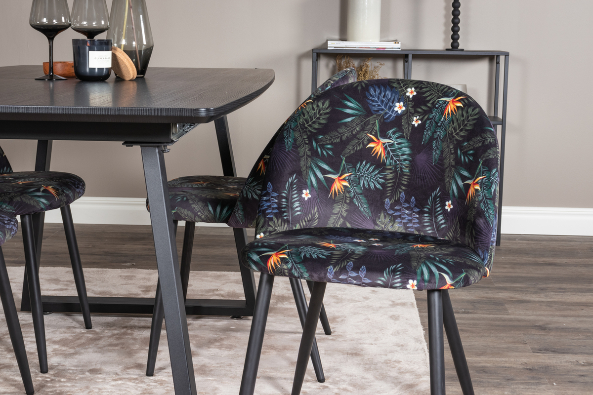 Krzesło 'Elverum' - Czarny/Kwiatowy