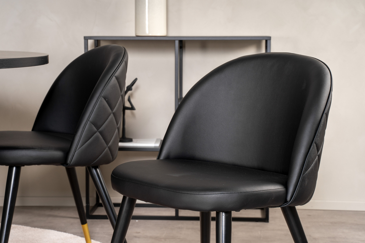 Krzesło 'Elverum' - Czarna skóra