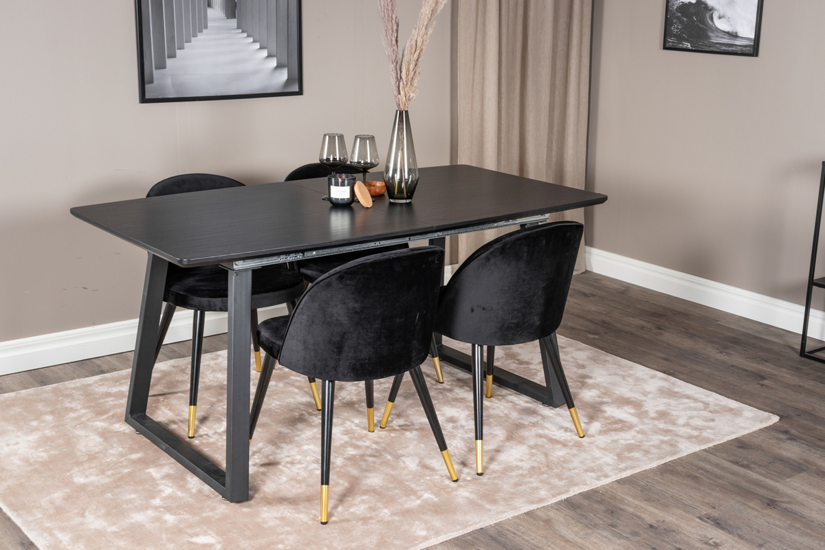 Krzesło 'Elverum' - Czarny/Mosiądz