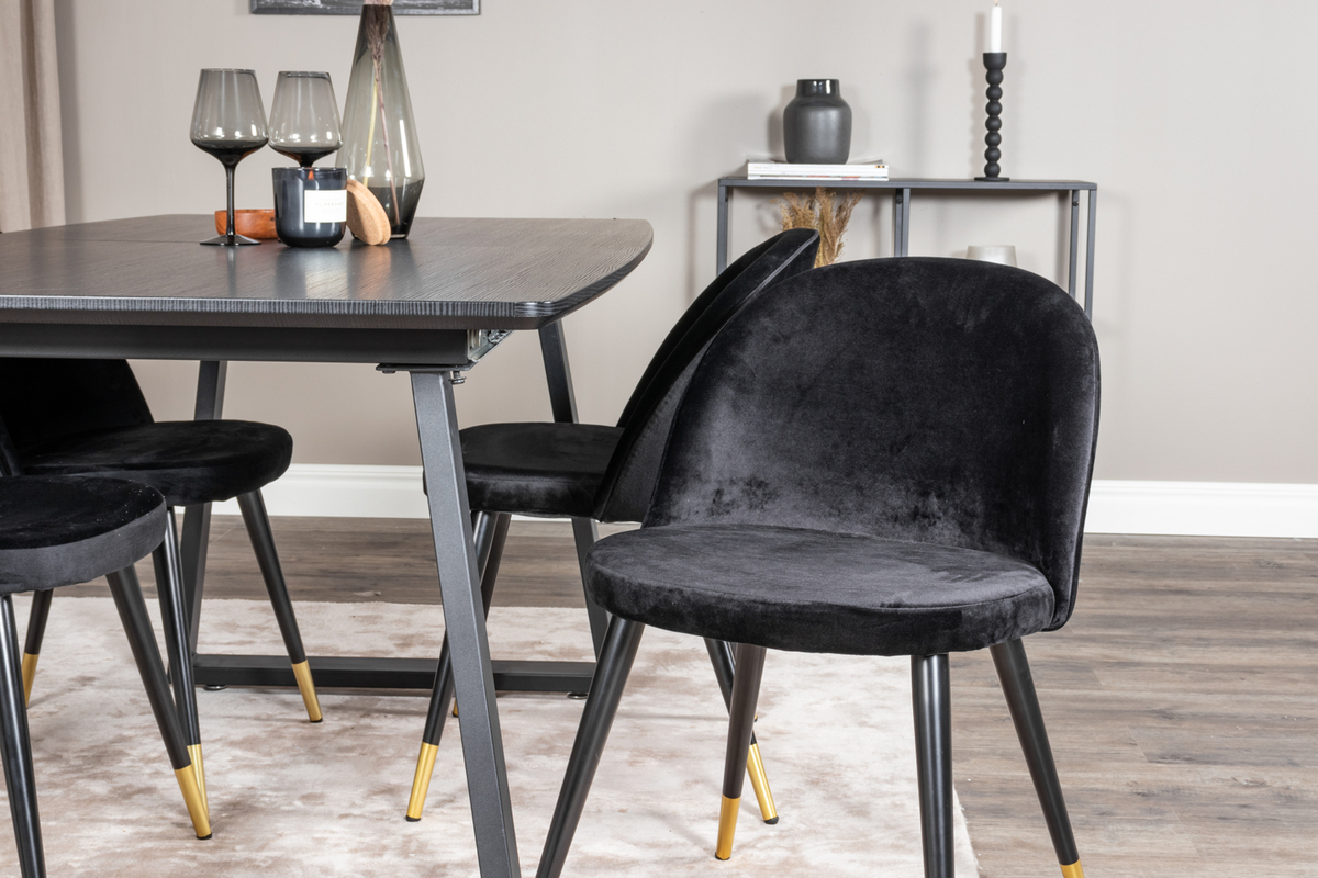 Krzesło 'Elverum' - Czarny/Mosiądz