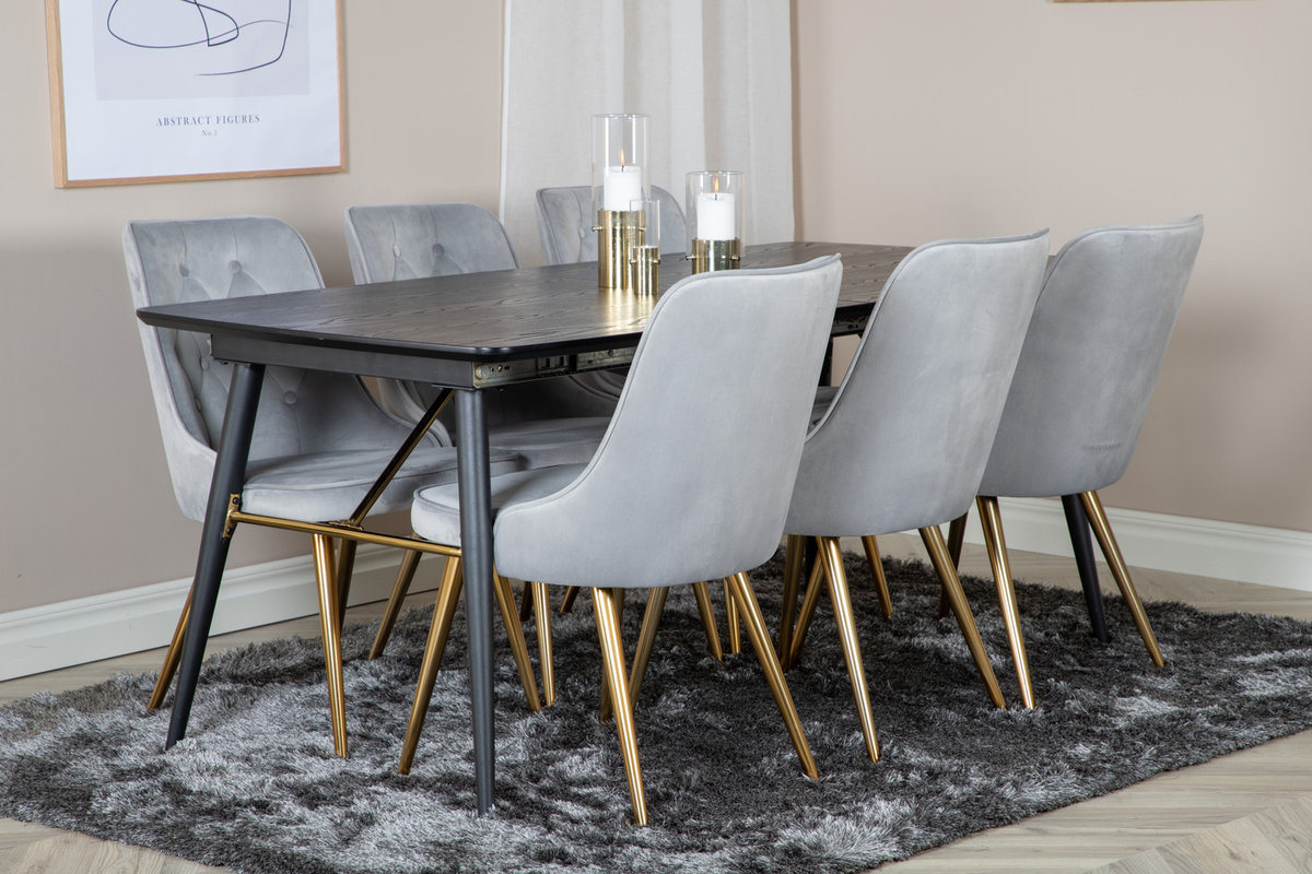 Krzesło 'Elverum Deluxe' - Szary/Mosiądz