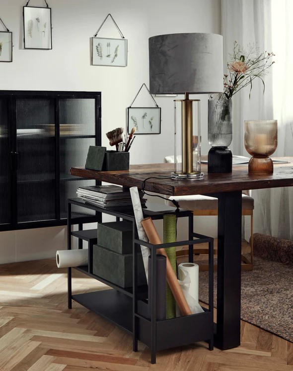 Półka żelazna/Stolik 'With' - Czarny/Szkło