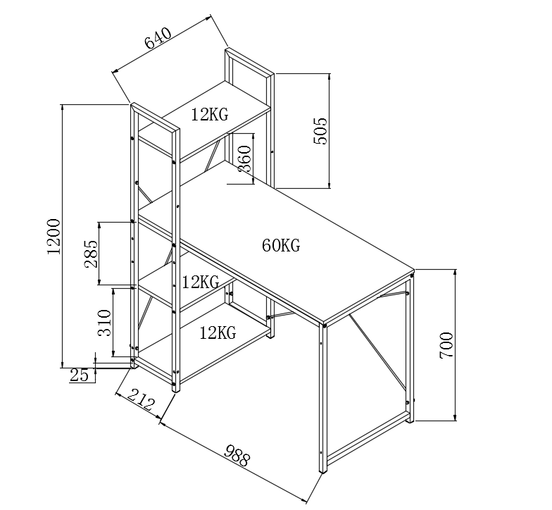 Biurko 'Narvik' - Czarny
