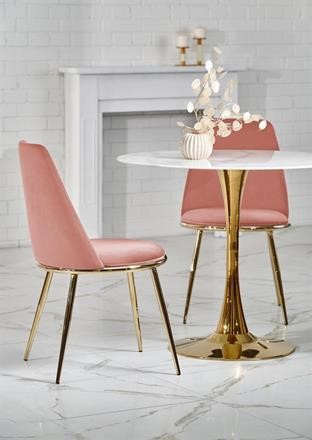 Stół jadalny 'Navarra' Okrągły 90cm - Marmur/Złoto