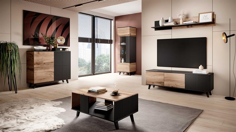 Stolik TV 'Othem' small - Czarny/Dąb