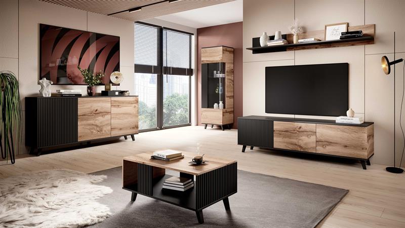 Stolik TV 'Othem' - Czarny/Dąb