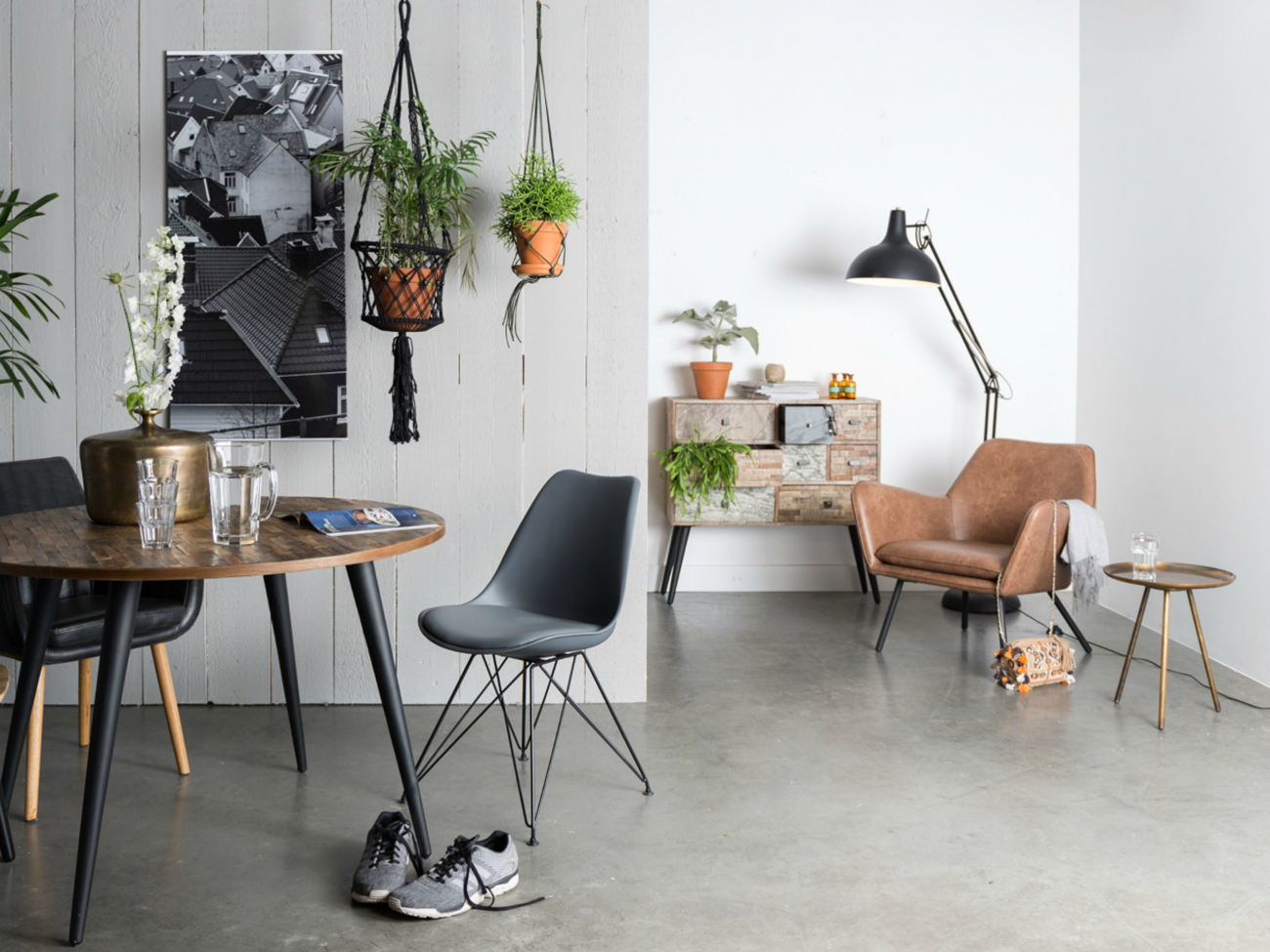 Stół jadalny 'Mo' Okrągły 110cm - Teak/Stal